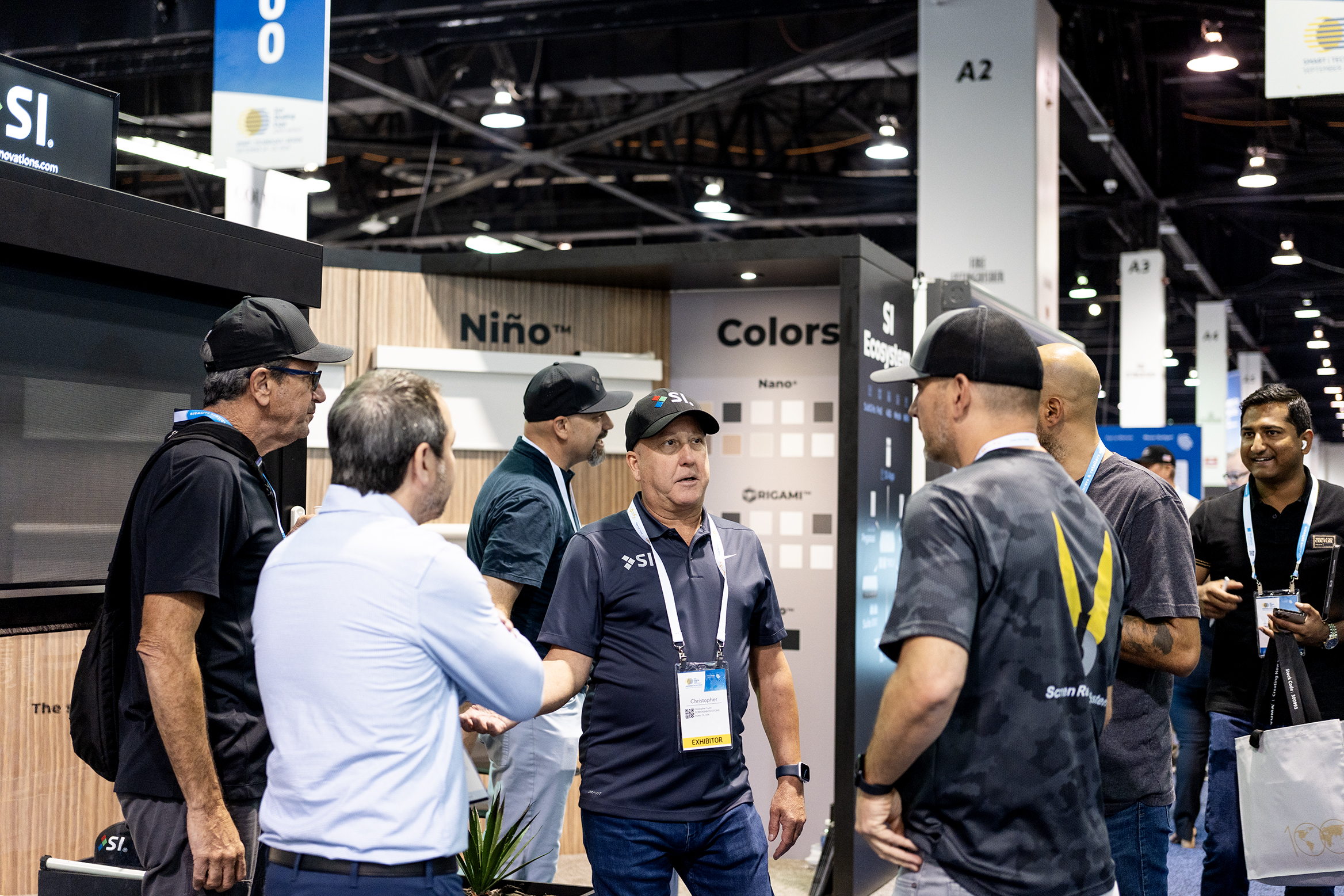 Product display at an exhibitor booth